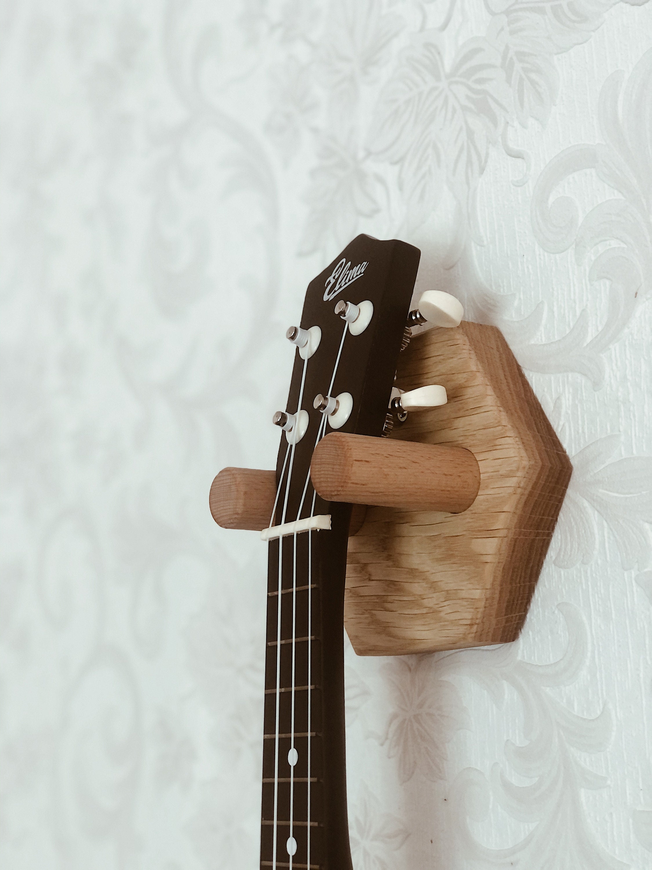 Ukulele Wall Mount Hanger Hexagon Ukulele Rack Wood Stand Etsy