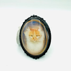 Vintage Cat Brooch, Classic Fine Art Jewelry, Autumn Kitty Nickel Free Jewelry, Custom Made To Order Cat Lady Accessories