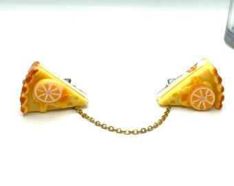 Lemon Pie Sweater Clips, Kawaii Collar Clips, Retro Sweater Guard