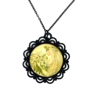 Bride Illustration Pendant Necklace, 1920’s Art, Nickel Free Jewelry