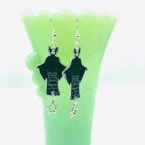 Bat Woman Dangle Earrings, Victorian Halloween Jewelry, Lightweight   Nickel Free Earrings, Custom Made To Order