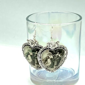 1920’s Couple Earrings, Valentines Day Statement Jewelry, Custom Made To Order Nickel Free