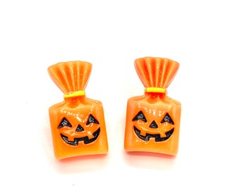 Trick Or Treat Earrings, Halloween Jewelry, Jack O Lantern Post Earrings, Nickel Free Jewelry