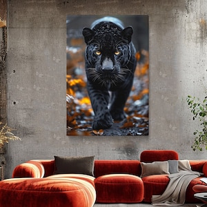 Intense Black Panther Canvas Print for Wildlife Lovers, Perfect Jungle Wall Art Gift