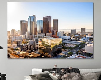Downtown Cityscape Los Angeles Canvas Print, USA Cityscape Canvas Art Print Home Wall Decor, Skyscrapers LA Canvas Artwork