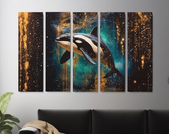 Stunning Orca Canvas Print for Ocean Lovers, Perfect Marine Life Wall Art Gift