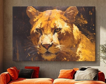 Majestic Lioness Canvas Print for Wildlife Enthusiasts, Perfect Animal Wall Art Gift