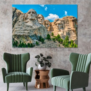Large Canvas Mount Rushmore Print, Mount Rushmore Wall Art Decor, USA canvas Print, United States Decor Iconic Landmark Ready to Hang Canvas