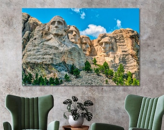 Large Canvas Mount Rushmore Print, Mount Rushmore Wall Art Decor, USA canvas Print, United States Decor Iconic Landmark Ready to Hang Canvas