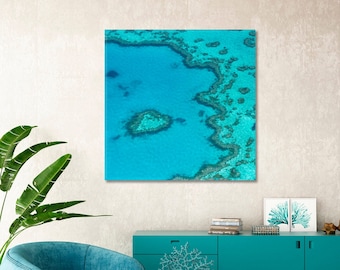 Great Barrier Reef Canvas Wall Art Decor Heart Reef Art for Wall Decor Australia Modern Art Poster