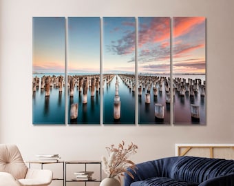 Princes Pier at Sunset Wall Art Decor Port Melbourne Wall Art Large Canvas
