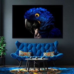 Hyacinth Macaw Parrot Canvas Art Decor for Home & Office Decoration
