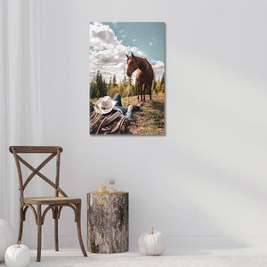 Rustic Cowboy and Horse Wall Decor | Modern Cowboy and Horse Wall Art / Cowboy Wall Art