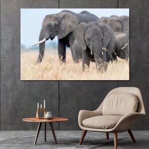 Elephant Canvas Art Print African Animals Modern Wall Decor Wildlife Art Home Decor
