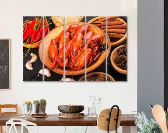 Crayfish Dining Room Wall Decor Crayfish Art For Restaurant Lobster Canvas Print