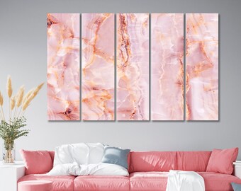 Pink Abstract Wall Art, Pink Marble Canvas Art Print, Abstract Home Decor, Pink Wall Art Large Canvas
