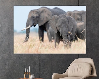 Elephant Canvas Art Print African Animals Modern Wall Decor Wildlife Art Home Decor