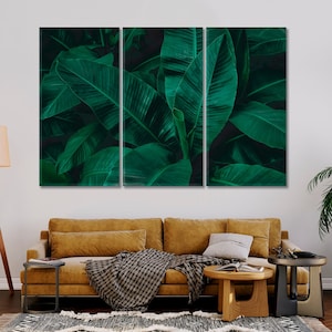 Abstract Tropical Banana Leaf Print Canvas, Tropical Leaf Wall Art, Banana Leaves Modern Art Poster,  Botanical Art