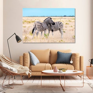 African Zebras Canvas Wall Set, Zebras Extra Large Wall Art, Zebras Canvas Wall Decor Framed Print