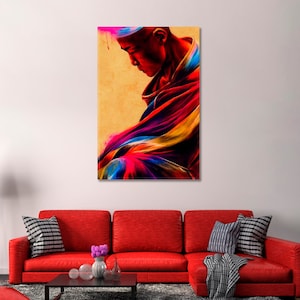 Monk Meditating Canvas Home Wall Art Decor / Spiritual Monk Meditating Wall Art