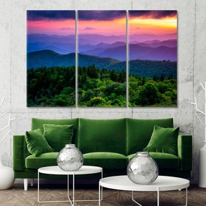 Blue Ridge Mountains Canvas Wall Art | Forest Canvas Print | Forest Wall Decor | Botanical Home Decor | Mountains Beautiful Fine Art