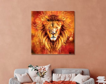 Lion Artwork Lion Canvas Print Lion Wall Art Decor Animal Art