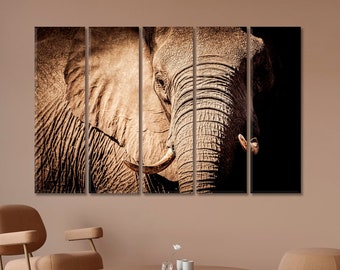 Wild African Elephant Canvas Print, Elephant Art Print for Living Room, Elephant Framed Art Decor