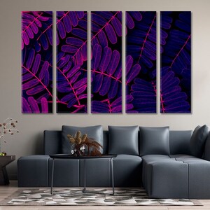 Purple Leaves Large Horizontal Canvas Wall Art