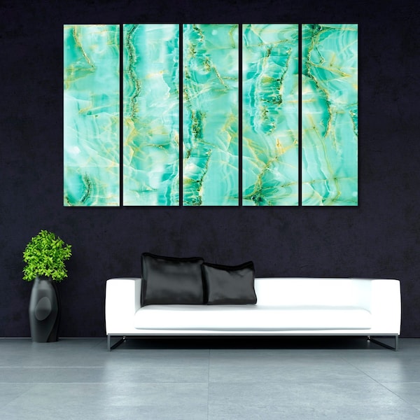 Turquoise Abstract Canvas Art Print, Turquoise Marble Home Wall Art, Bright Abstract Wall Art, Teal Canvas Print Home Decor