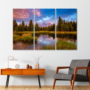 Teton Gebirgskette Leinwand Wand-Kunst-Dekor, Grand Teton National Park Kunst für Wohnzimmer