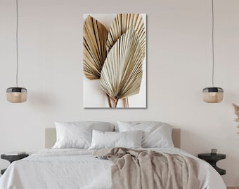 Tropical Palm Leaves Wall Art, Botanical Leaf Canvas Art, Palm Leaf Wall Decor