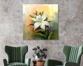 Giclee Print of Lily Flowers | Flowers Wall Art Decor | Lily Flowers Canvas Print Art Gift Idea