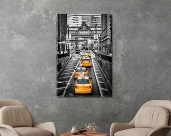 New York City Taxi Cab Canvas Print | NYC Yellow Cabs Wall Art Decor