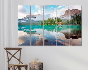 Beautiful Emerald Lake Canvas Wall Decor Yoho National Park Modern Art Poster