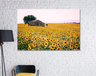Sunflowers Field Canvas Wall Art Decor, Sunflowers Giclee Print Home Decor Framed Canvas Ready to Hang