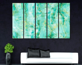 Turquoise Abstract Canvas Art Print, Turquoise Marble Home Wall Art, Bright Abstract Wall Art, Teal Canvas Print Home Decor