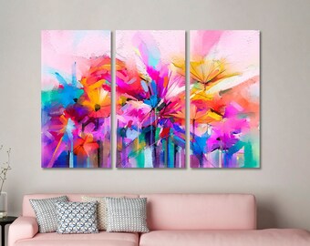 Abstrakte Blumen Leinwanddruck auf Leinwand, abstrakte Blumen, moderne Kunst