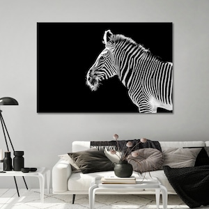 Zebra Print Wall Decor | Zebra Photography Wall Art | Zebra Black And White Canvas Print