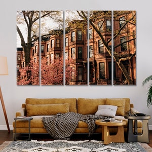 Brownstones Giclee Print Brooklyn Canvas Set Wall Art New York City Art for Wall Decor