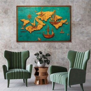 Antique Map Wall Art | Vintage Map Canvas for Wall Decoration | Retro Map Canvas Print