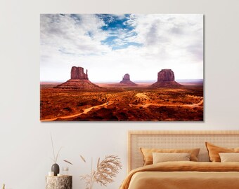 Decoração de parede interna do Monument Valley, impressão em tela grande do Monument Valley, arte do Monument Valley para sala de estar, arte de parede moderna do Arizona.
