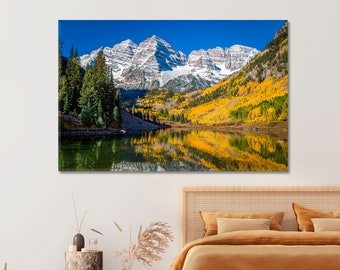 Maroon Bells Canvas Wall Art Mountains Wall Decor Colorado Art Print