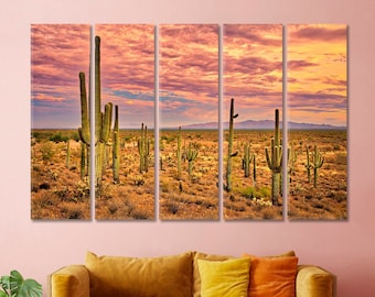 Sonoran Desert Canvas Print Cactus Desert Wall Art Home Decor Arizona Poster