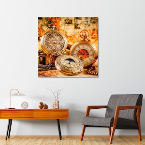 Vintage Antique Pocket Watch Wall Art Decor For Room Watch Canvas Print
