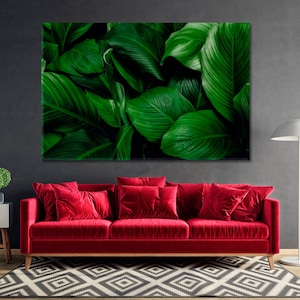 Tropical Leaves Wall Art Prints, Tropical Leaves Art Decor, Green Leaves Canvas Prints for Wall Decor
