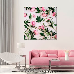 Peony Canvas Wall Decor / Peony Flower Wall Art / Pink Floral Home Decor / Peonies Canvas Print