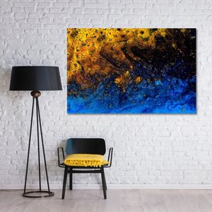 Colorful Abstract Print on Canvas, Yellow Art Wall Decor, Blue Canvas Art Home Wall Decor, Bright Abstract Extra Large Canvas Prints