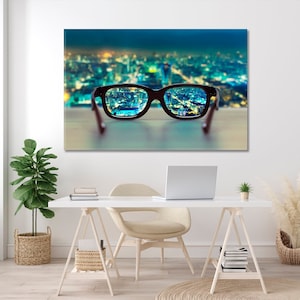 Night Cityscape Canvas Wall Art Print, Modern Urban Artwork, Night City Canvas Prints