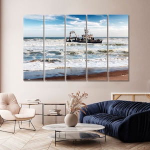 Naufragio Impresión en lienzo grande Costa de los Esqueletos Arte de pared para el hogar Océano Atlántico Lienzo envuelto