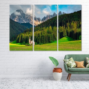 Val di Funes Valley Canvas For Wall Decor Dolomites Mountains Canvas Art Wall Decor Framed Art Italian Landscape Wall Art Prints